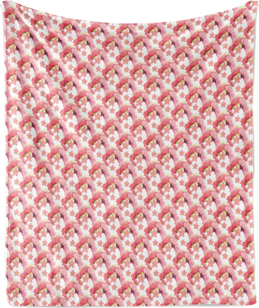 Plaid Matrimoniale ABAKUHAUS Fiori di Ciliegio 175x230 cm Design Rosa