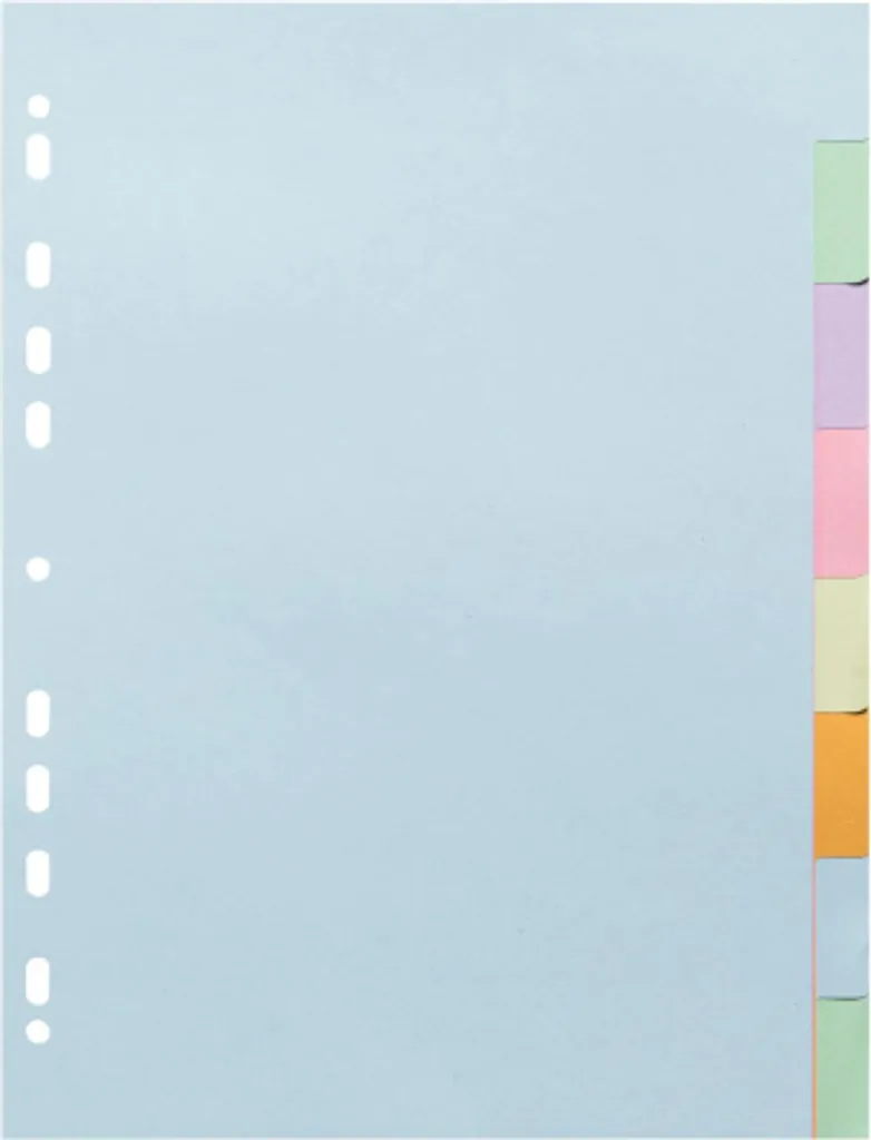 Intercalaires A4 pour Classeur Bureau Exacompta 1608E Carte 170g 8 Touches