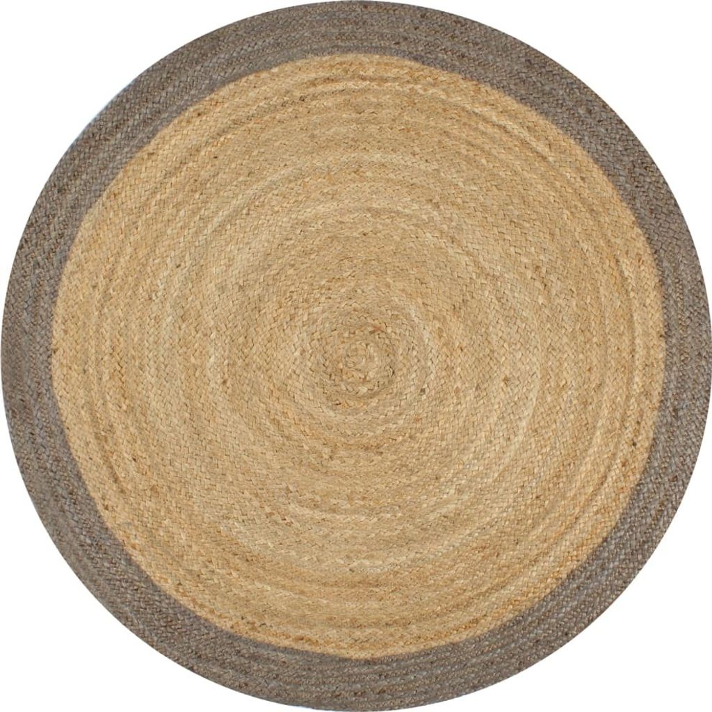 The Living Store Teppich Handgefertigt Jute mit Grauem Rand 90 cm