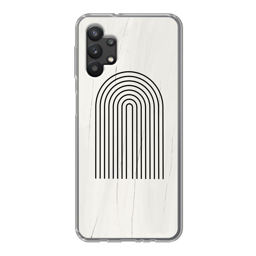 MuchoWow Handyhülle Schutzhülle Hülle für Samsung Galaxy A32 5G Farbe - Regenbogen - Schwarz - Weiß Silikon Softcase Handy Hülle - Softcase