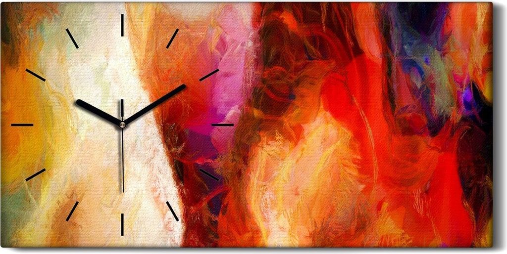 Dekor Leinwand Uhr Wandbilder Geräuschlos 60x30 Malerei Abstrakte Kunst Bunt - schwarze Hände