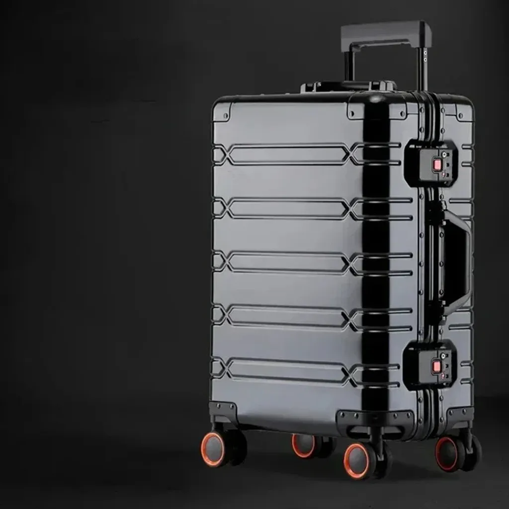 Valise 20 pouces noire à roulettes multidirectionnelles en métal - 2