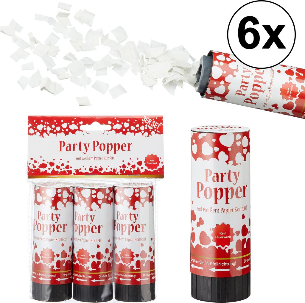 6er Set Party-Popper Love 10cm im 3er Set