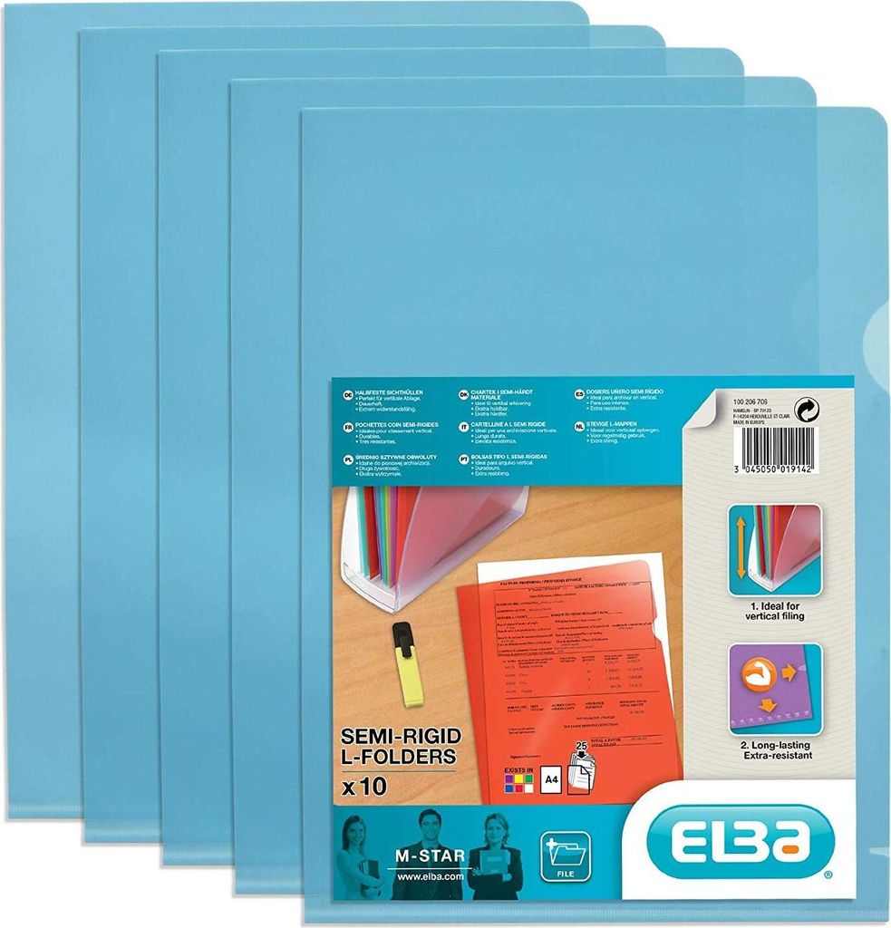 ELBA Sichthüllen M Star aus PVC Hartfolie 0,15 mm blau 10 Hüllen