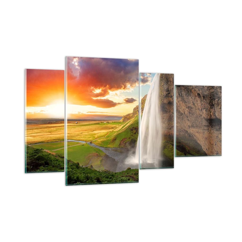 Bilder auf glas - Geologie island Wiese - 120x70cm - Glasbilder - Wandbilder - Kunstdruck - zum Aufhängen bereit - Wanddekoration aus Glas - Glas ...
