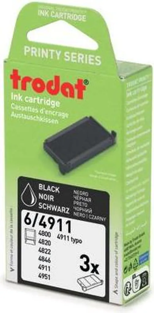 Encreur noir pour tampon de bureau Trodat 4911, pack de 3 recharges net - 2