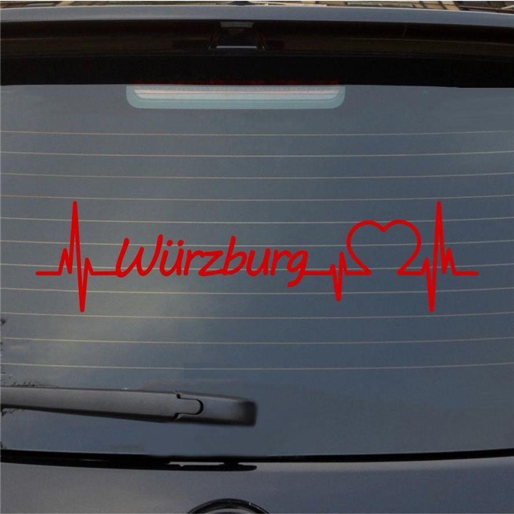 Heckscheibenaufkleber Würzburg Herzschlag Puls Stadt Liebe Produktbild 