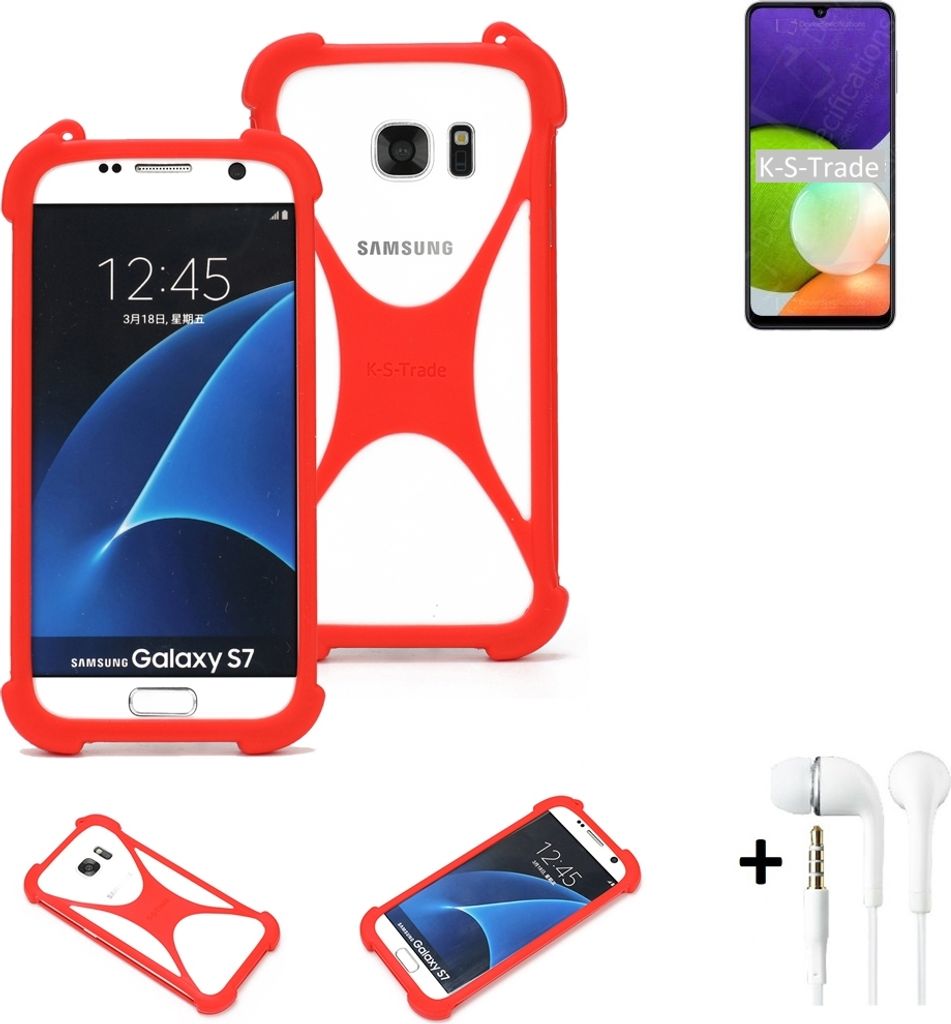 Handy-hülle + Kopfhörer kompatibel mit Samsung Galaxy A22 5G Schutz-hülle Bumper Silikon Schutz Hülle Cover Case Silikoncase Silikonbumper TPU