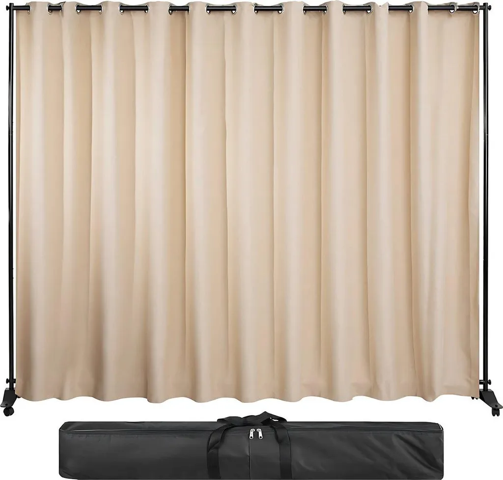 Paravent sur roulettes 242x305cm cadre aluminium pour bureau et maison