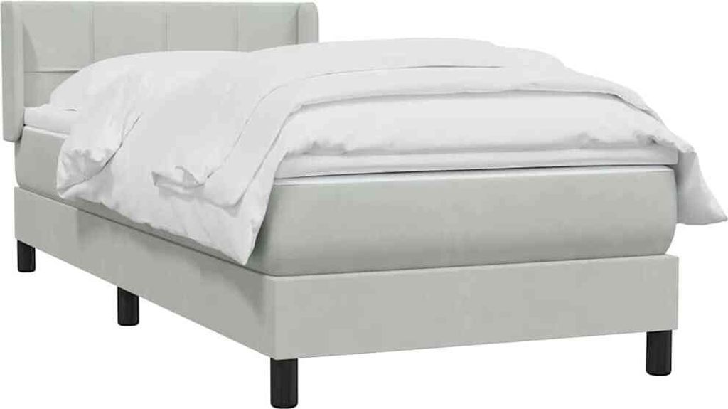 vidaXL Boxspringbett mit Matratze Hellgrau 80x220 cm Samt