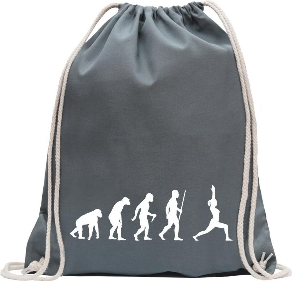 Kiwistar - Turnbeutel - stahlgrau - Yoga Gymnastik Evolution II - Fun Rucksack Sport Beutel Gymsack Baumwolle mit Ziehgurt