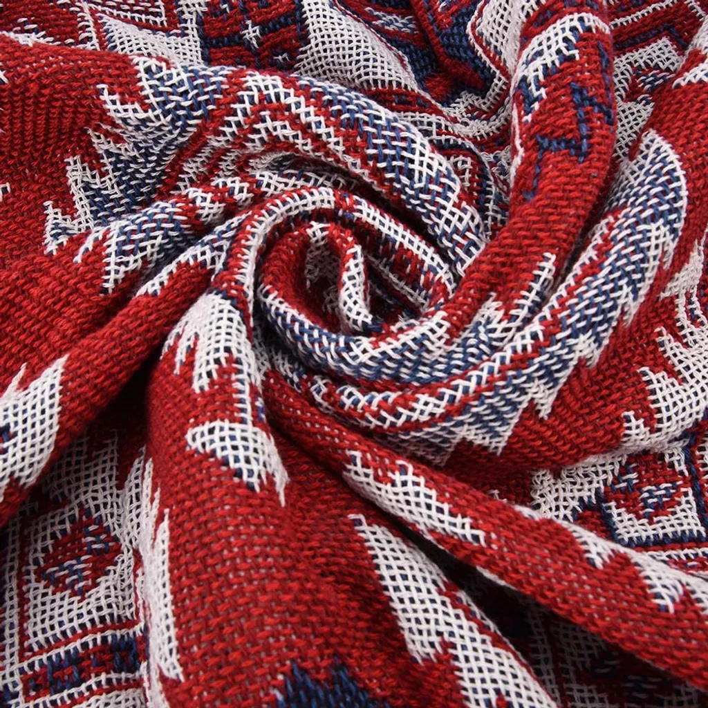 Couverture canapé réversible avec franges boho chic style scandinave - 7