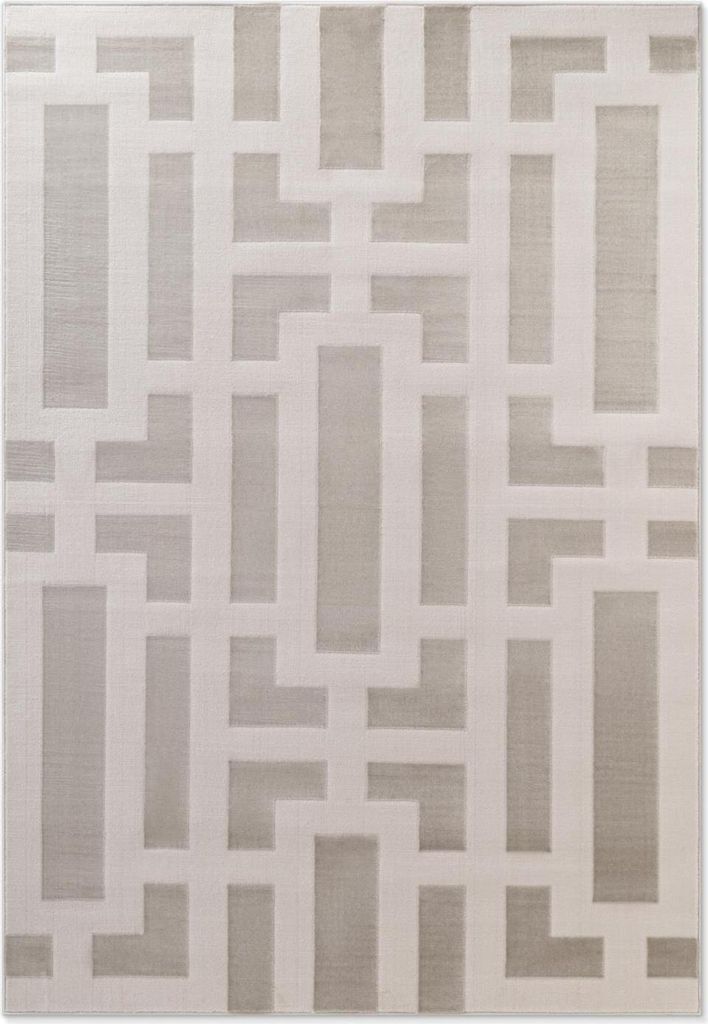 Elle Decoration | Moderner Teppich - 3D Effekt Geometrisch - Kurzflor Wohnzimmer - Edles Design - grau - 120 x 170 cm