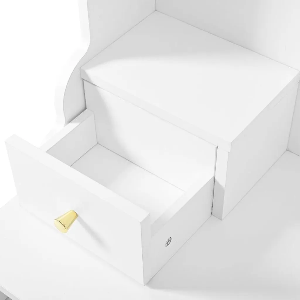 Grande coiffeuse avec éclairage LED réglable et prises, blanche - Modèle XL - 13