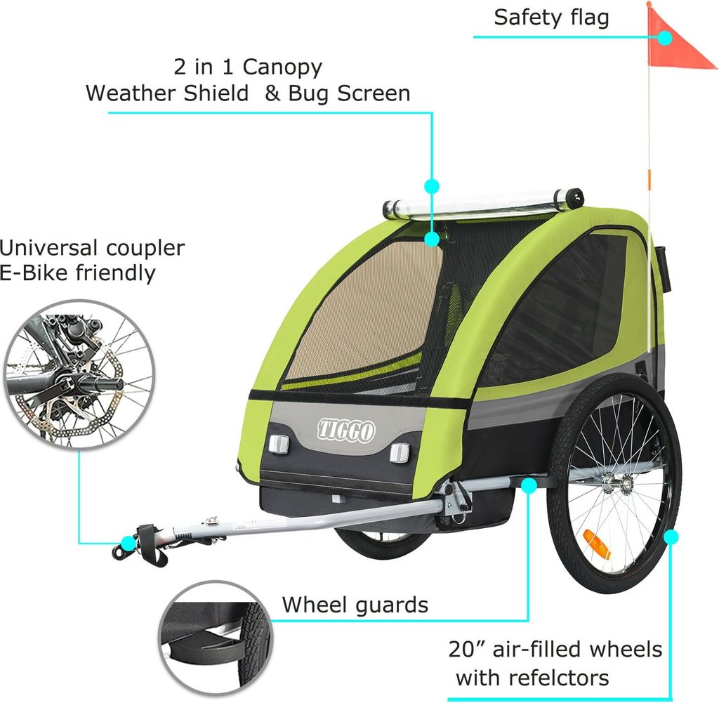 Tiggo VS 2 Kinderanhänger Fahrradanhänger 360° Drehbar  Produktbild 7