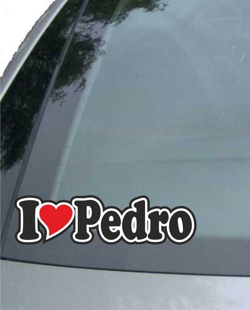 INDIGOS UG - Aufkleber / Autoaufkleber I Love Heart - Ich liebe mit Herz 15 cm - I LOVE Pedro - Auto LKW Truck - Sticker mit Namen vom Mann Frau Kind