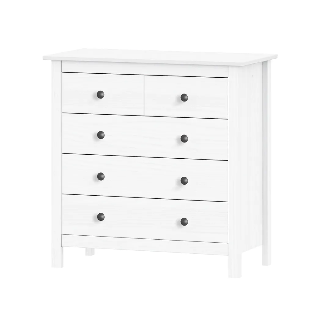Commode de rangement blanche TORINO - Meuble de chambre chic et robuste