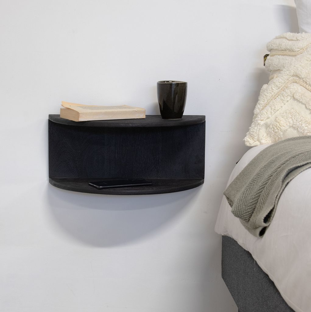 Giga Meubel Schwebender Nachttisch Vera - Schwarz - Mangoholz