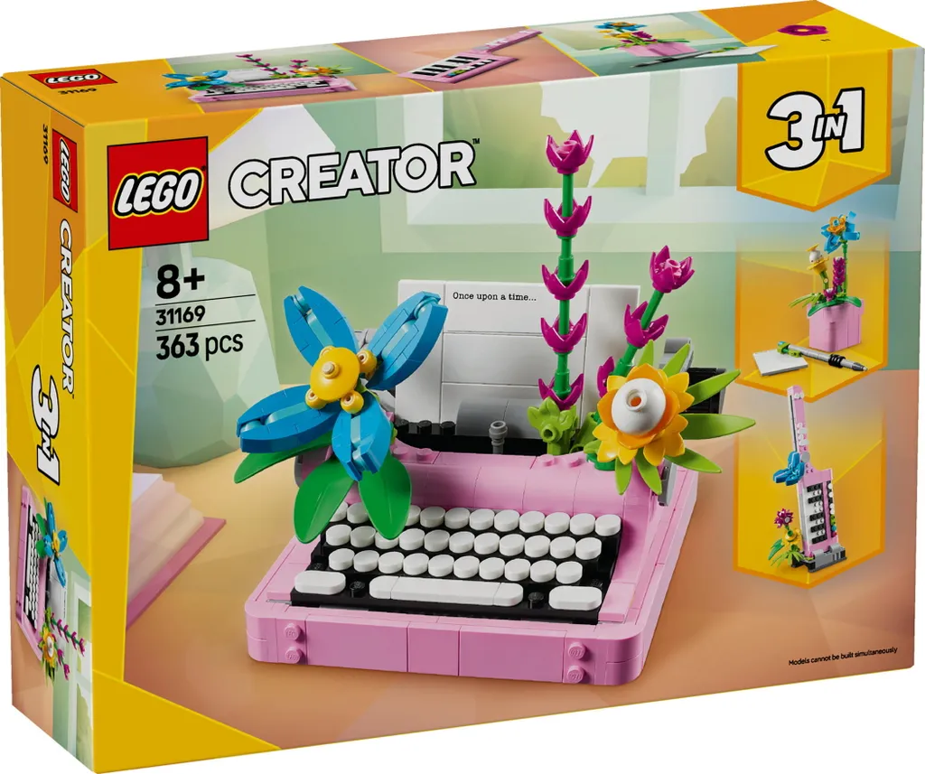 Machine à écrire LEGO Creator 31169 avec fleurs, objet de collection rétro - 23