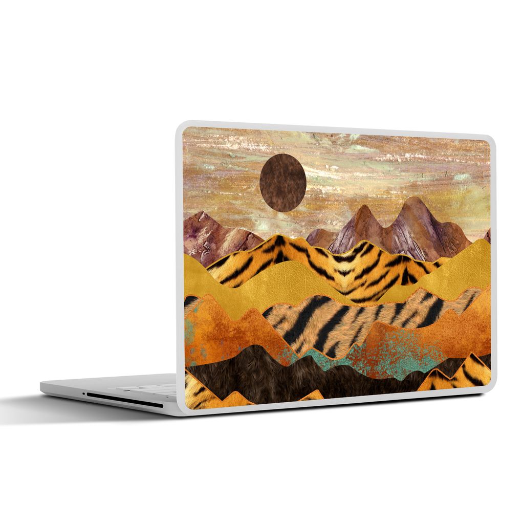 MuchoWow Laptop Aufkleber Sticker Cover Marmor - Tigerdruck - Gold 30x22 cm - Laptop-Sticker