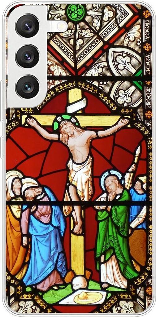 König Design Hülle kompatibel mit Samsung Galaxy S22 5G Kunststoff Soft Handyhülle - Handy Case Kreuzigung