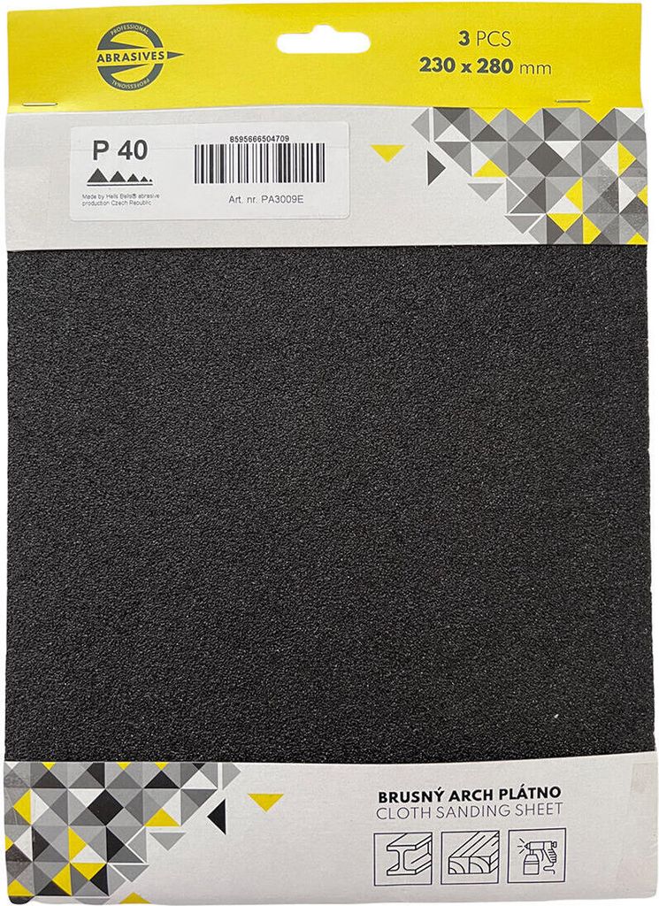 schleifleinen für Metall, Holzmaserung 180, 230x280mm (3 Stk.)
