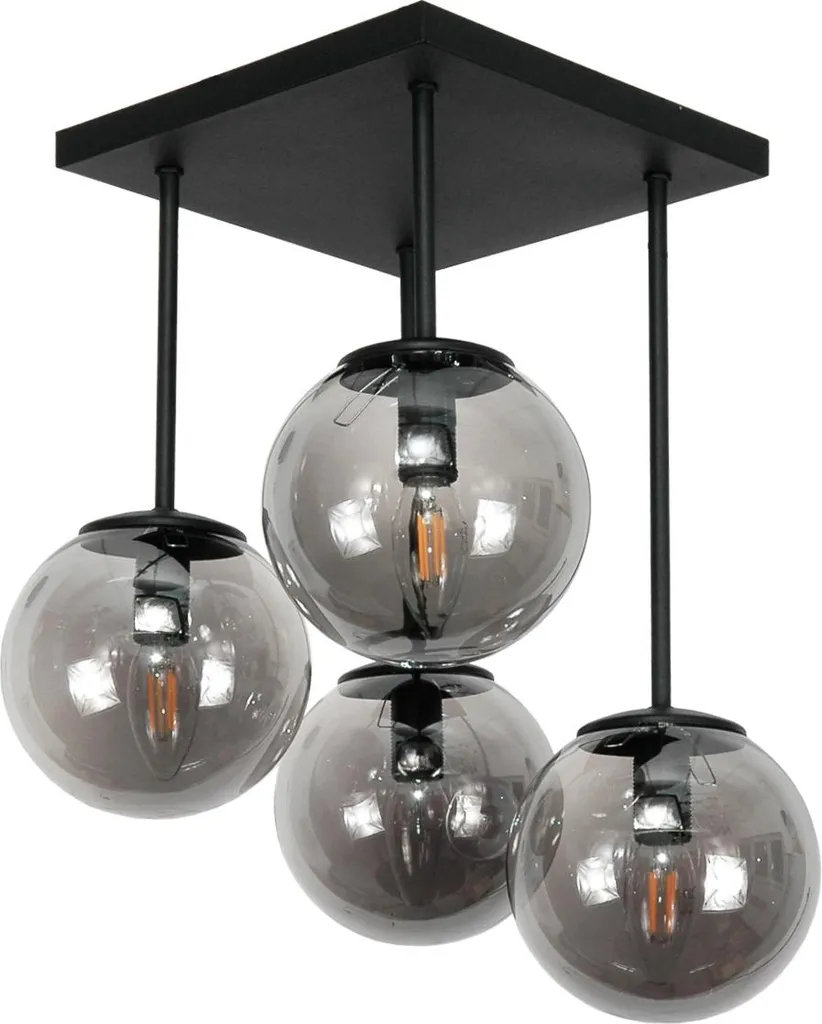 Plafonnier en verre graphié et métal noir SONIA 15-451 design élégant