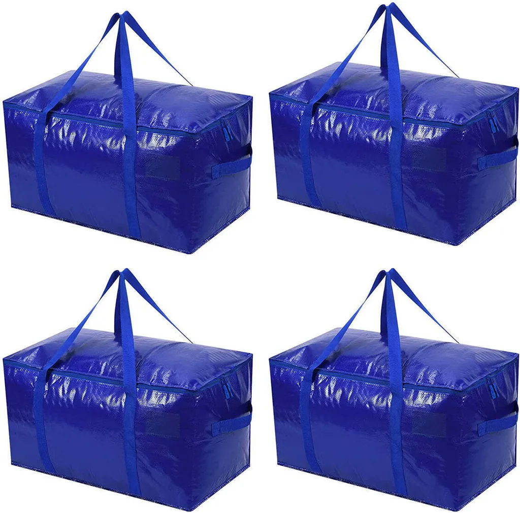 Grand sac de rangement imperméable 92 litres bleu avec zip lot de 4