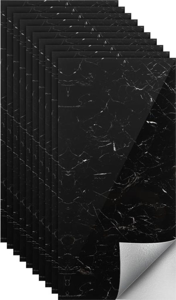 Bettizia 10x Fliesenaufkleber grau Marmor, 60 x 30 cm, Küchenrückwand, Selbstklebende Fliesen, Klebefliesen Küche Wandpaneele für Wanddeko Schl...