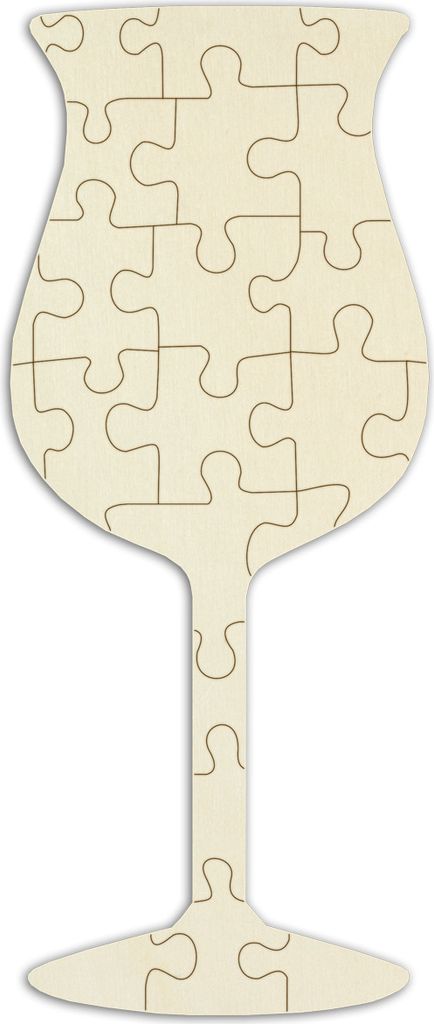 Personalisierbares Blanko-Holzpuzzle „Glas“, zum selbst gestalten – 23 Teile, ca. 41 x 17 cm, leeres Puzzle aus Schichtholz, inkl. Puzzlevorlage