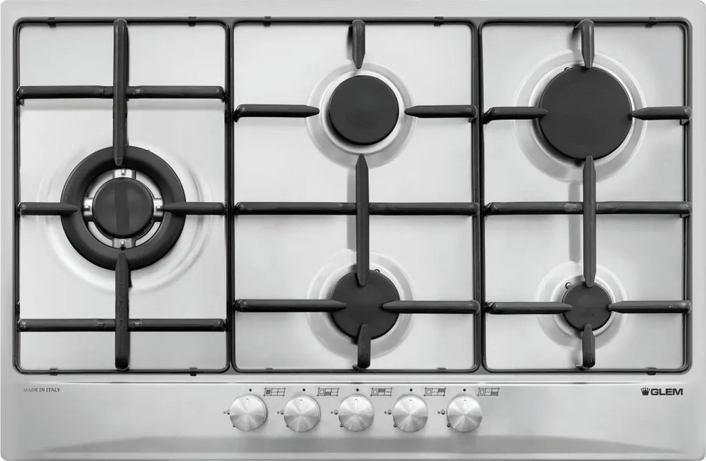 Plaque de cuisson gaz 5 feux Glem Gas GT85TIX en acier inoxydable