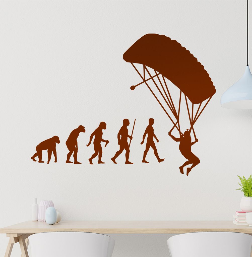 Gleitschirmfliegen Evolution Wandtattoo Wandaufkleber Wall Sticker - Dekoration, Küche, Wohnzimmer, Schlafzimmer, Badezimmer