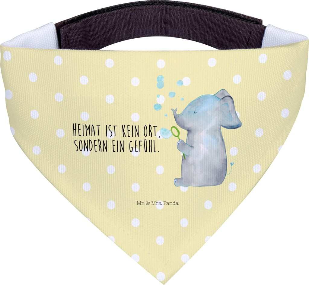 Mr. & Mrs. Panda Bandana Elefant Seifenblasen - Gelb Pastell - Geschenk, Halstuch Für Hunde, Hals Tuch, Heimat, Liebe, Hund, Dreieckstuch, Lustige...