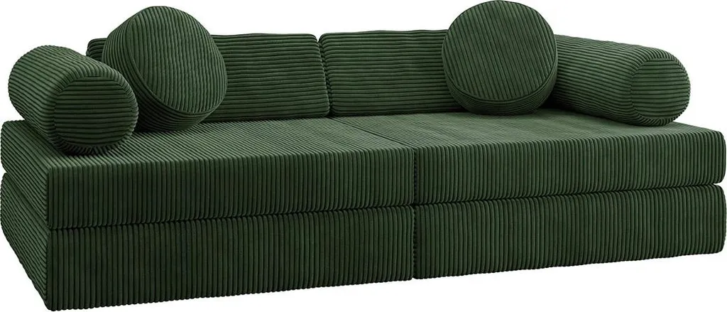 Best Mobilier Ines Canapé droit 2 places en velours côtelé Vert Sapin