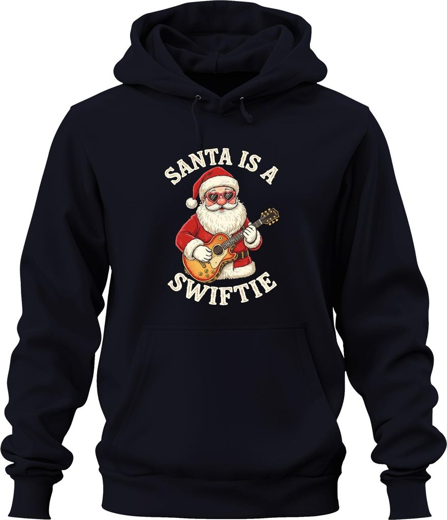 SANTA lustiger Spruch Weihnachten Swift Gitarre Musik Rock Uni Hoodie Kapuzenpullover, Navy, XL
