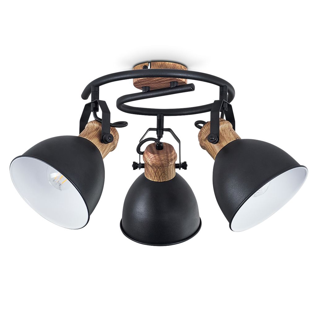 Verago »Verago« runde Deckenlampe aus Metall in Weiß/Holzoptik