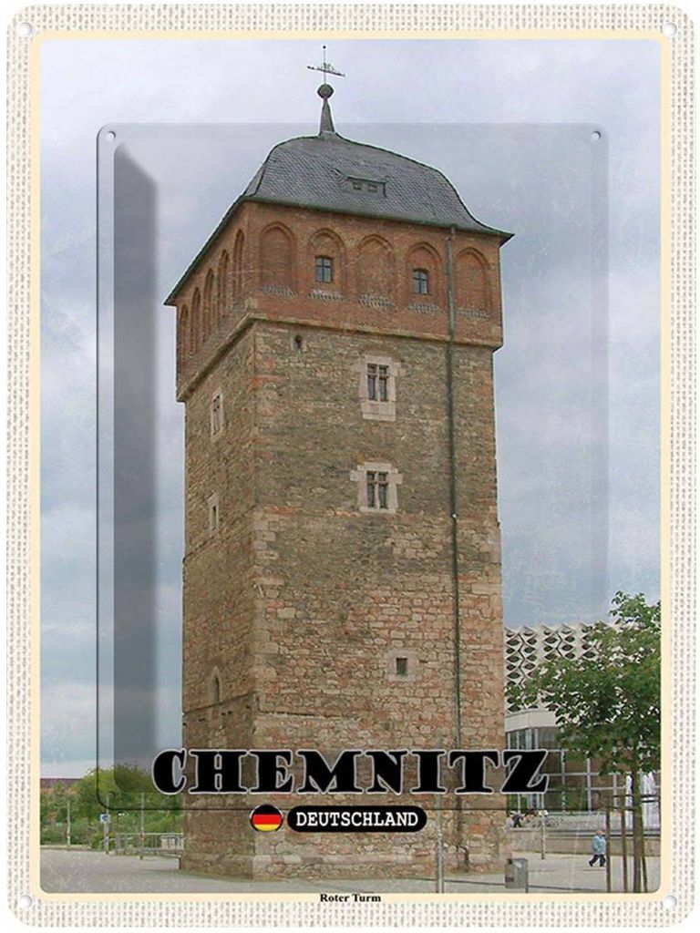 vianmo Blechschild 40x30 cm Chemnitz Deutschland Roter Turm Bildmotiv Reisemotiv Abenteuer Reisen Urlaub