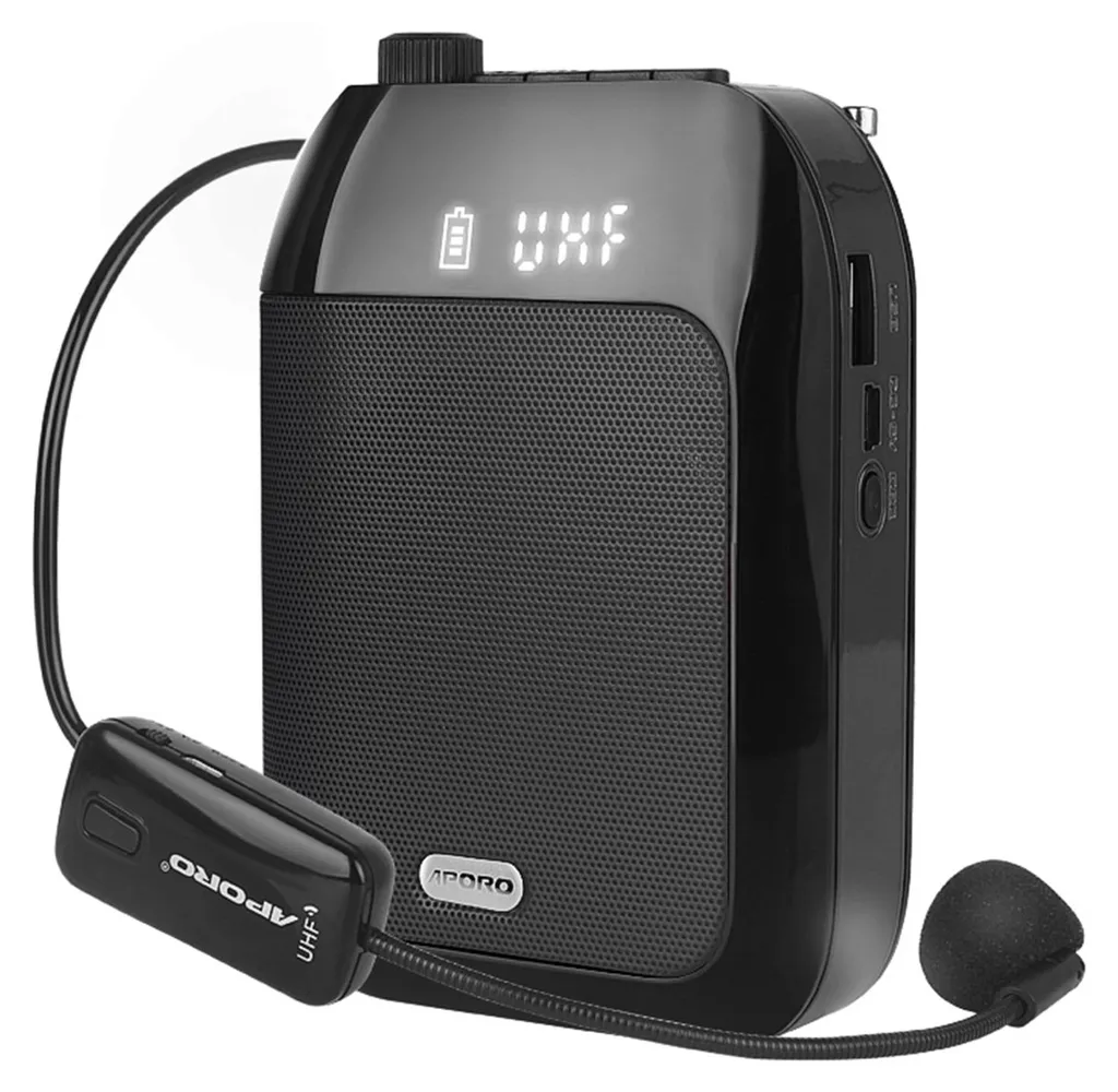 Amplificateur de voix rechargeable Bluetooth avec micro sans fil UHF