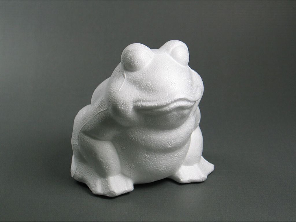Styropor Frosch 13,5cm basteln bemalen weiß Pailletten Natur