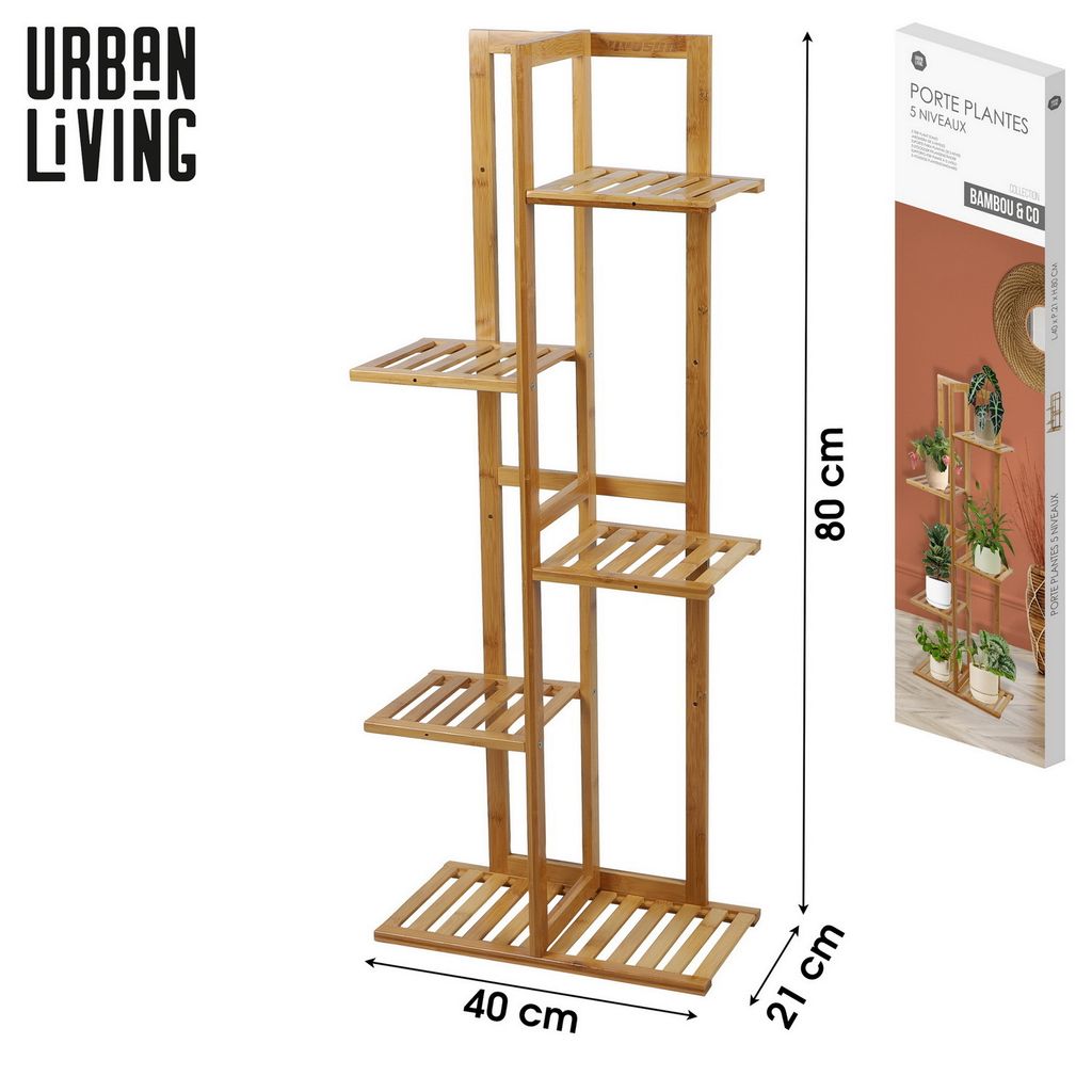 Urban Living Bambou&Co. Blumenregal Pflanzenregal 40 x 21 x H80cm 31378
