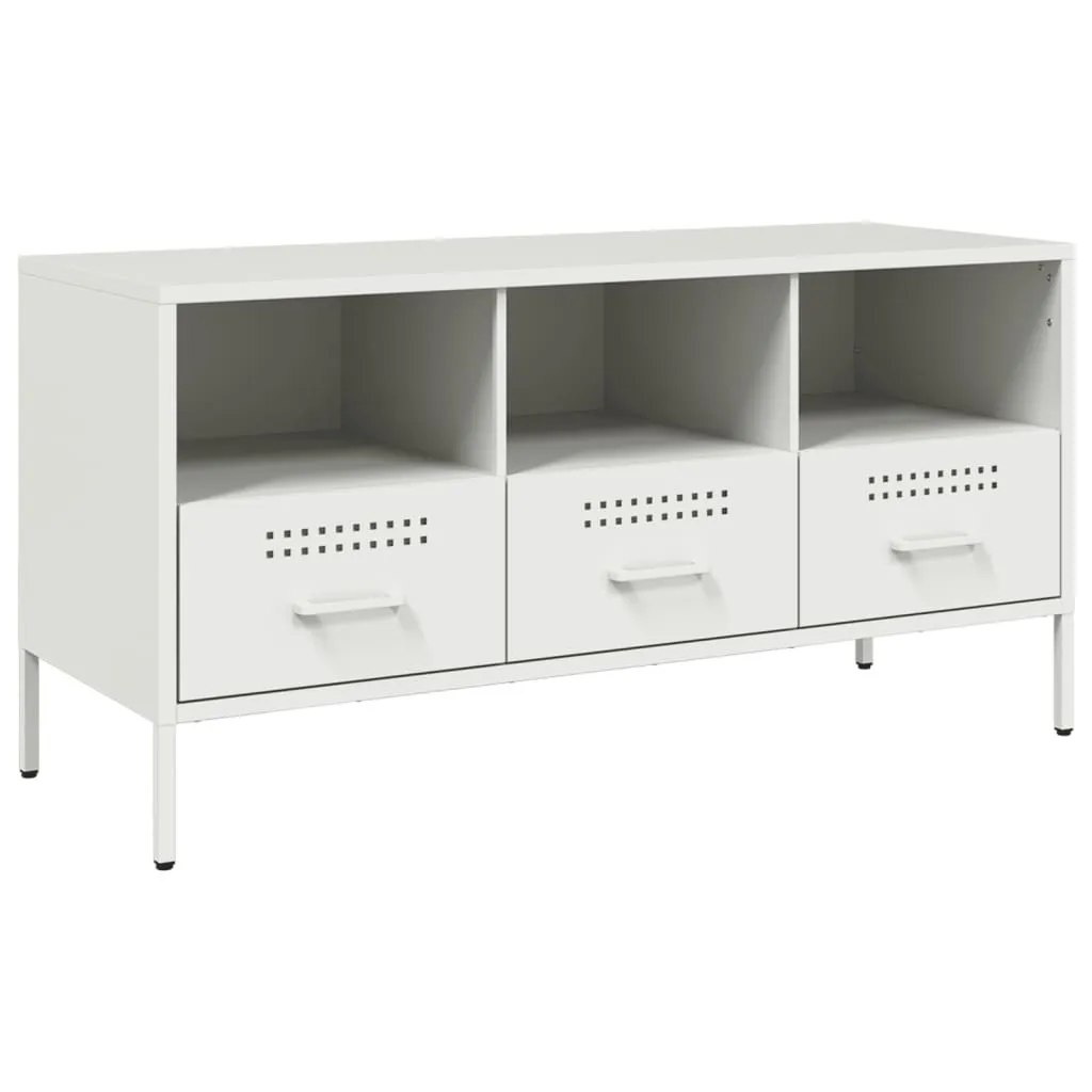 Meuble TV Blanc en Acier Armoire Multimédia Résistante vidaXL