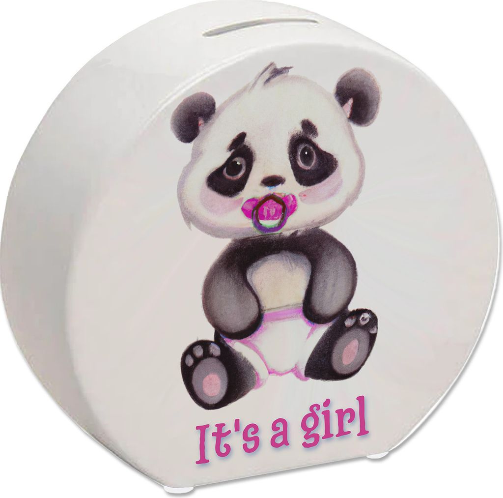 It's a girl Baby Panda Spardose in rosa