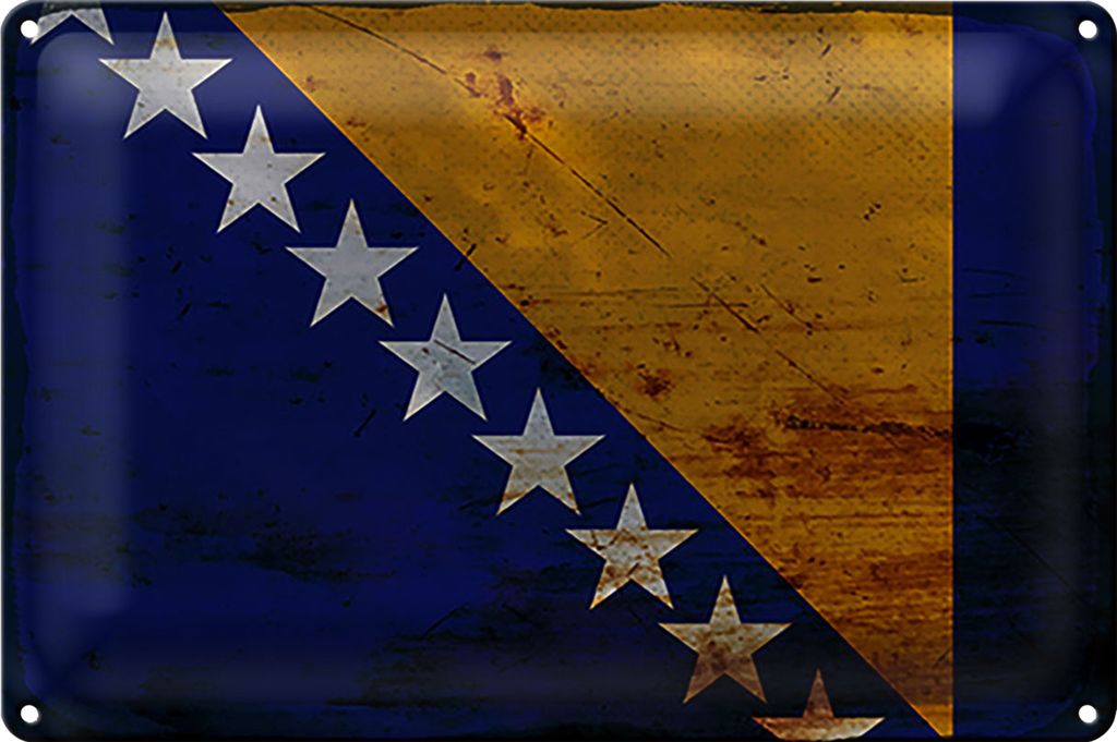 Blechschild Flagge Bosnien und Herzegowina 18x12cm Rost