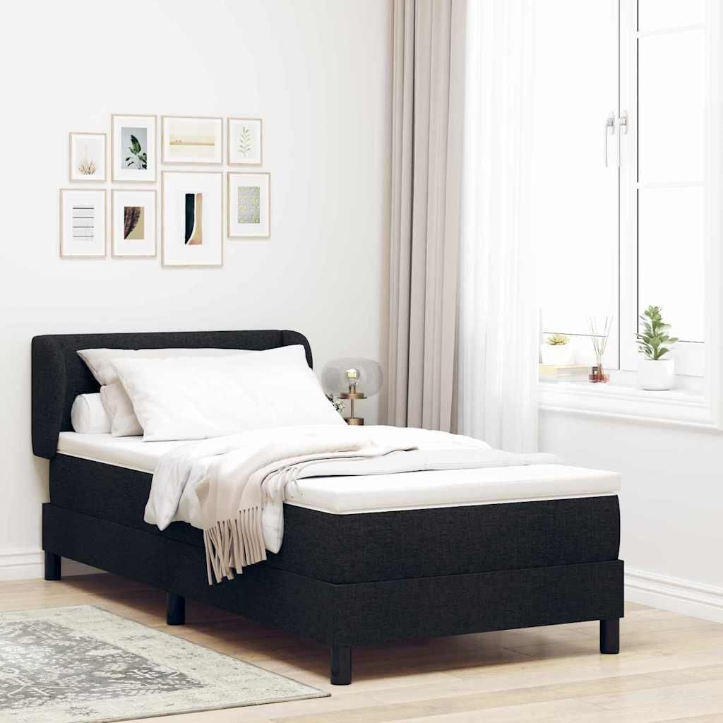Möbel Boxspringbett mit Matratze Schwarz 90 x 200 cm Stoff - Klassische Betten 3340005