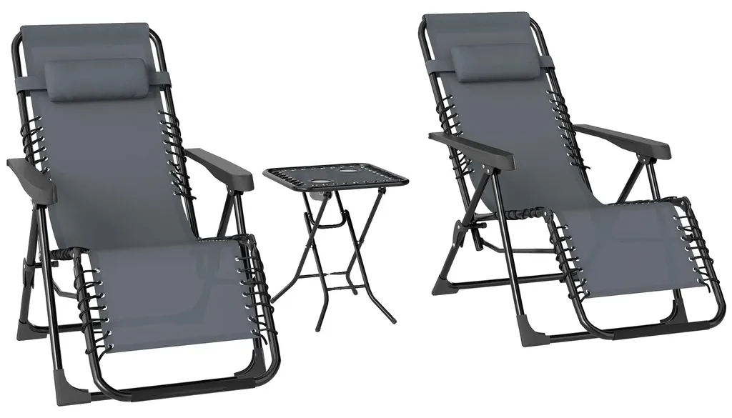 Transat de jardin gris clair structure anticorrosion et pliable XL