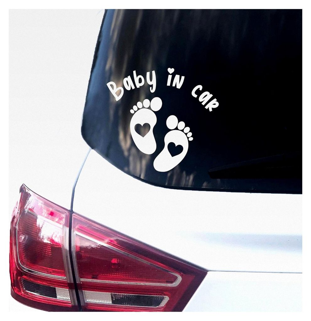 Baby im Auto Aufkleber 15 cm x 14 cm Auto Sticker Vinyl (Weiß)