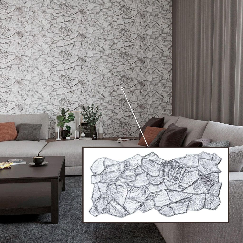 3D-Wandpaneele PVC | Steinoptik | Sandstein Graphite - 10 Platten - 5 m² | Für Wohnzimmer, Küche & Bad | Einfache DIY-Montage