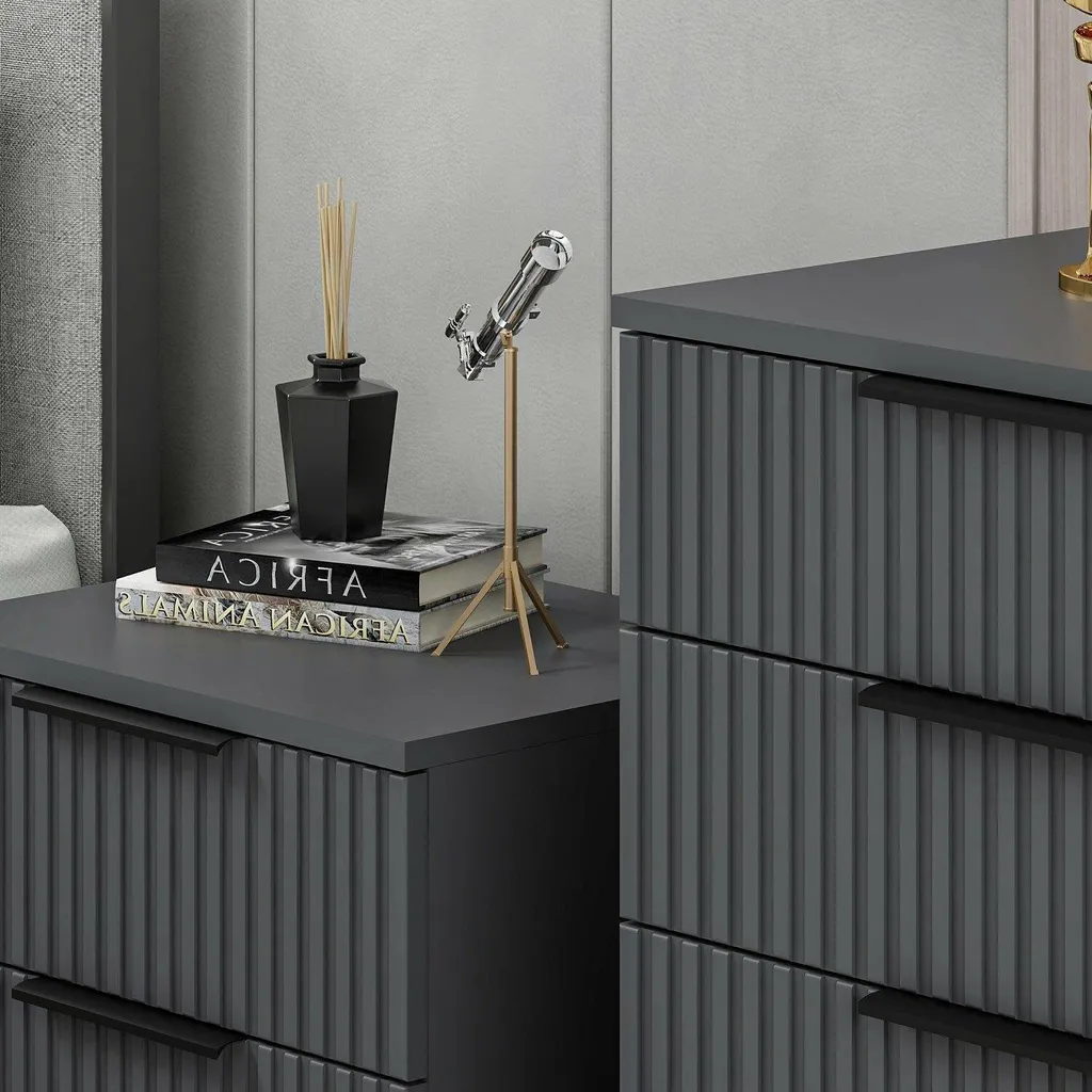 Commode Compacte Anthracite 7 Tiroirs Vicente : Design et Robustesse