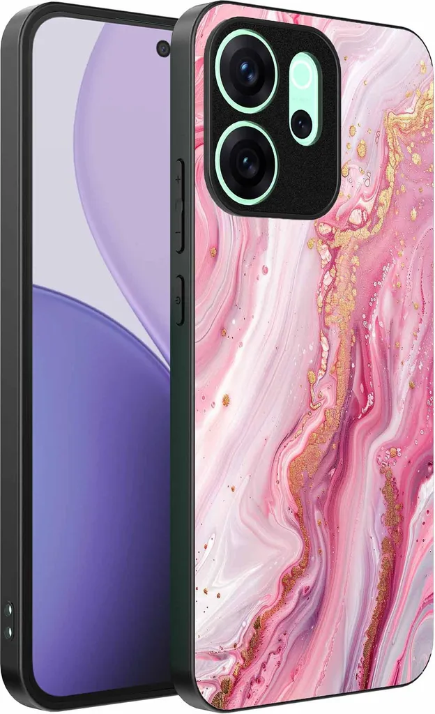 Cover Oppo Reno 14 F Anti-Shock | Custodia Marmo Rosa TPU Smartphonica