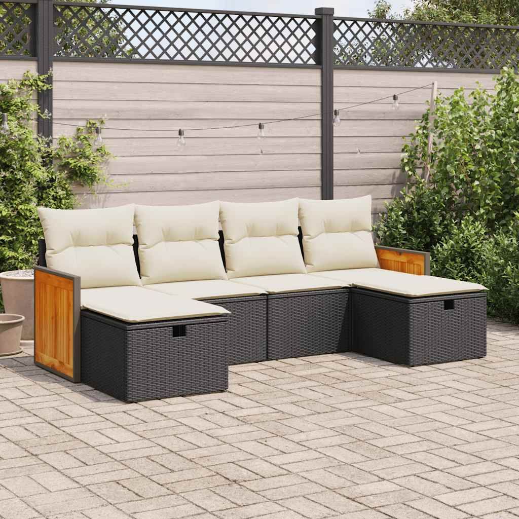 Maison Exclusive - 6-tlg. Garten-Sofagarnitur mit Kissen Schwarz Poly Rattan